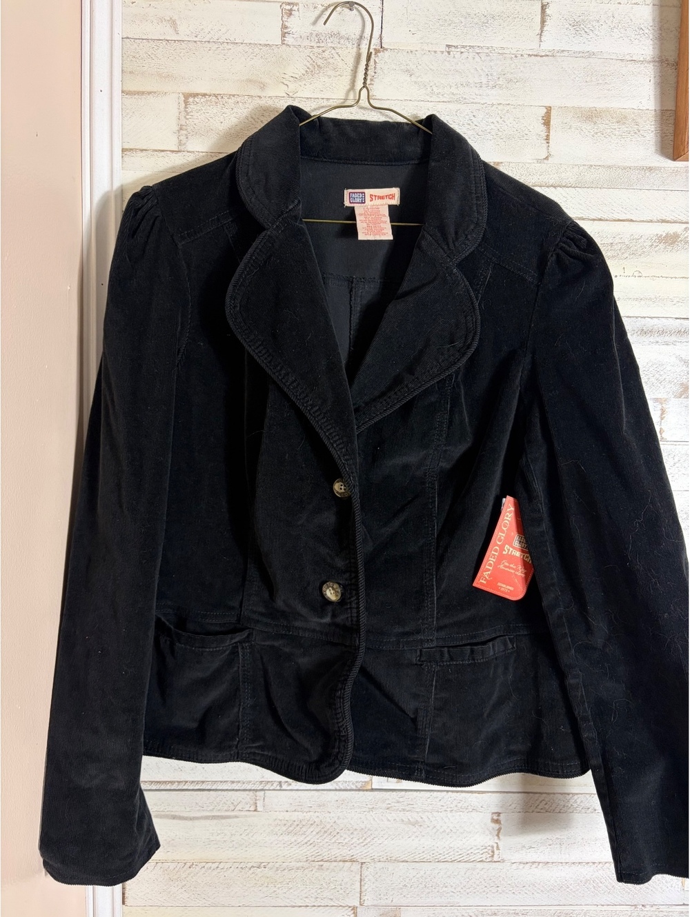 Vintage Y2K 2000s large black corduroy blazer new Faded Glory womens